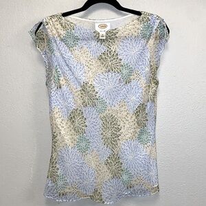 Talbots 100% Silk Floral Sleeveless Cottagecore Boho Layering Lined Blouse 3340